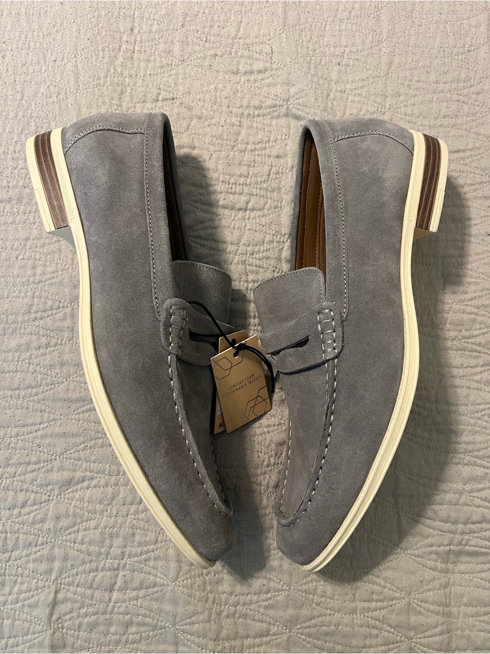 Men's Steve Madden Grey Suede Penny Loafers - Picture 2 of 6